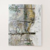Winterbrücke Aquarellmalerei Puzzle (Vertikal)