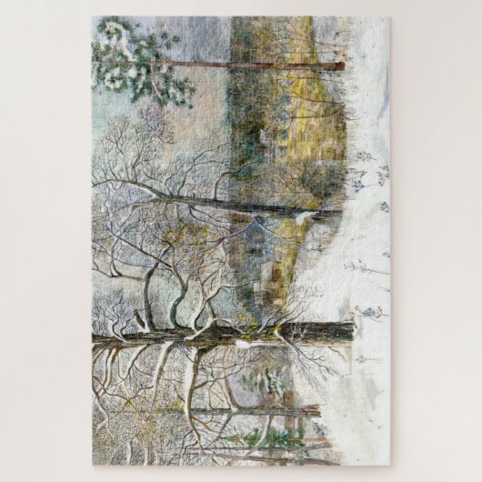 Winterbrücke Aquarellmalerei Puzzle (Vertikal)