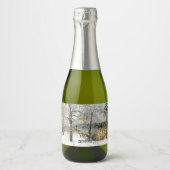 Winterbrücke Aquarellmalerei Schaumweinetikett (Vorderseite)