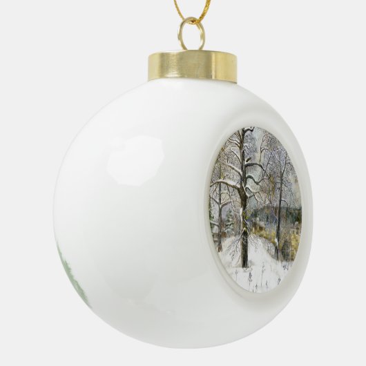 Winterbrücke Keramik Kugel-Ornament (Links)