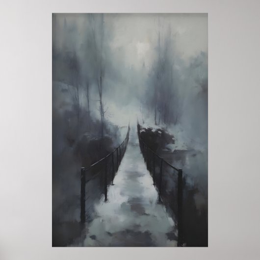Winterbrücke über einen gefrorenen Bach, gotisch s Poster (Vorne)