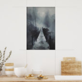 Winterbrücke über einen gefrorenen Bach, gotisch s Poster (Küche)