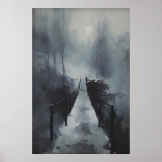 Winterbrücke über gefrorenen Bach, gotisch schneeb Poster (Vorne)