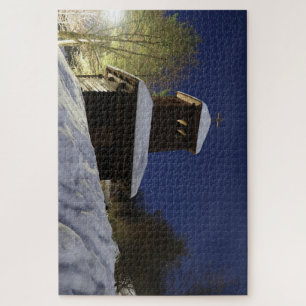 "Winterbrücke unter den Sternen - Nachtlandschaft Puzzle