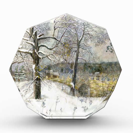 Winterbrücke Wasserfarbe Fotoblock (Vorderseite)