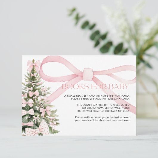 Winterbücher für Baby Card Pink Bow Begleitkarte (Stehend Vorderseite)