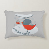Winterbullfinkenvogel und Rowan Beeren Dekokissen (Vorderseite)