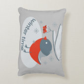 Winterbullfinkenvogel und Rowan Beeren Dekokissen (Rückseite(Vertikal))