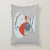 Winterbullfinkenvogel und Rowan Beeren Dekokissen (Vorderseite(Vertikal))