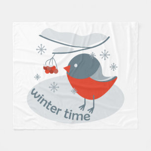 Winterbullfinkenvogel und Rowan Beeren Fleecedecke