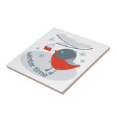 Winterbullfinkenvogel und Rowan Beeren Fliese (Seite)