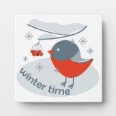 Winterbullfinkenvogel und Rowan Beeren Fotoplatte (Vorderseite)