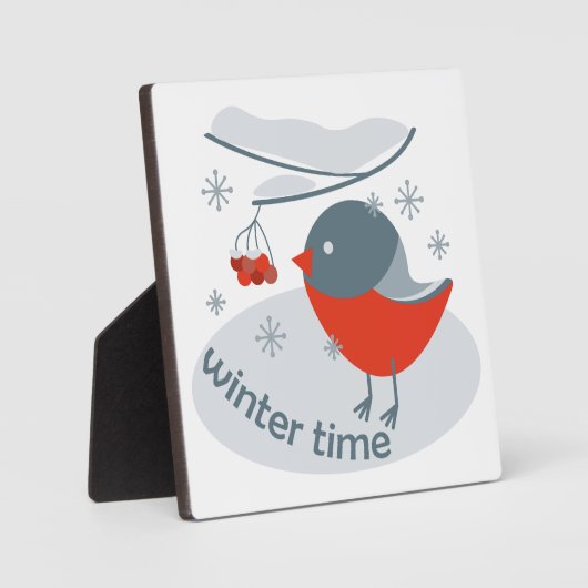 Winterbullfinkenvogel und Rowan Beeren Fotoplatte (Vorderseite)