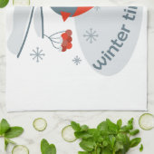 Winterbullfinkenvogel und Rowan Beeren Geschirrtuch (Gefaltet)