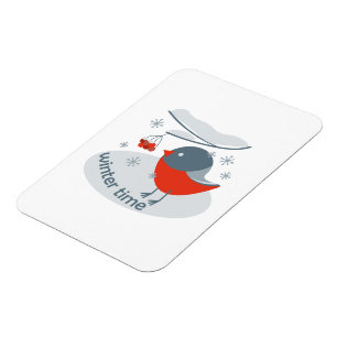 Winterbullfinkenvogel und Rowan Beeren Magnet