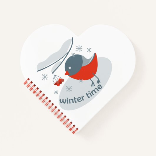Winterbullfinkenvogel und Rowan Beeren Notizblock (Vorderseite)