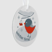 Winterbullfinkenvogel und Rowan Beeren Ornament (Vorderseite)