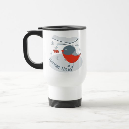 Winterbullfinkenvogel und Rowan Beeren Reisebecher (Links)
