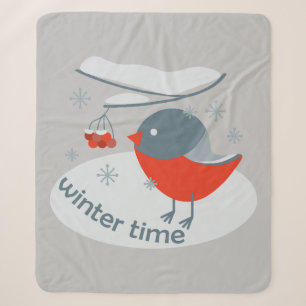 Winterbullfinkenvogel und Rowan Beeren Sherpadecke
