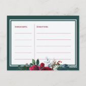 Winterburgund Blütenbraut als Rezeptionskarte Postkarte (Rückseite)