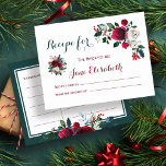 Winterburgund Blütenbraut als Rezeptionskarte Postkarte<br><div class="desc">Chic und klassisch Braut zu rezente Postkarte mit roten bordeauxroten und weißen Blume,  Bouquets mit saisonalen Winter Kamin Zweige,  rote Beeren und Blattwerk. Ideal für Ihr Brautparty mit Blumenmotiven.</div>