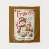 Wintercafé Weihnachtsschneemann coole rustikale Ku Wandteppich (Vorderseite)