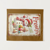 Wintercafé Weihnachtsschneemann coole rustikale Ku Wandteppich (Vorderseite (Horizontal))