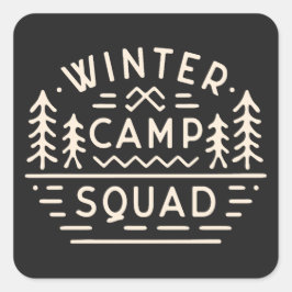 Wintercamp Camping trip squad Berge Retro Quadratischer Aufkleber