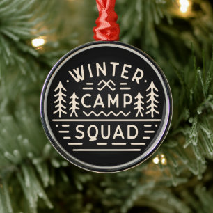 Wintercampingausflug Camping Berge Retro Ornament Aus Metall