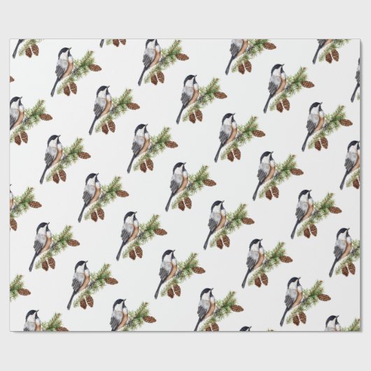 WinterChickadee Geschenkpapier (Flach)