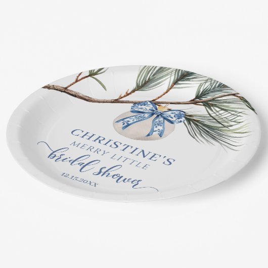 WinterChinoiserie Brautparty Papierplatte Pappteller (Schrägansicht)