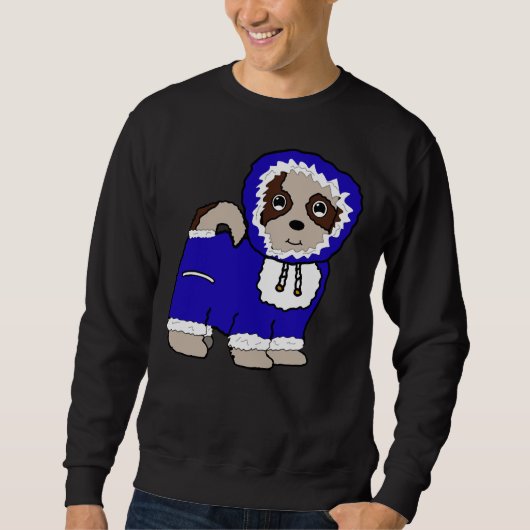 Wintercoat Shih Tzu Maltese (blau) Sweatshirt (Vorderseite)