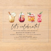 Wintercocktails Geburtstagsparty Acryleinladungen (Vorderseite)