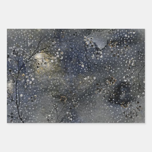 Winterdämmerung Night Sky Silver Snowfall Geschenkpapier Set (Vorderseite 2)