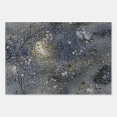 Winterdämmerung Night Sky Silver Snowfall Geschenkpapier Set (Vorderseite)