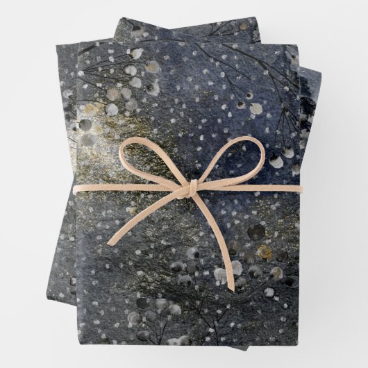 Winterdämmerung Night Sky Silver Snowfall Geschenkpapier Set (Beispiel)