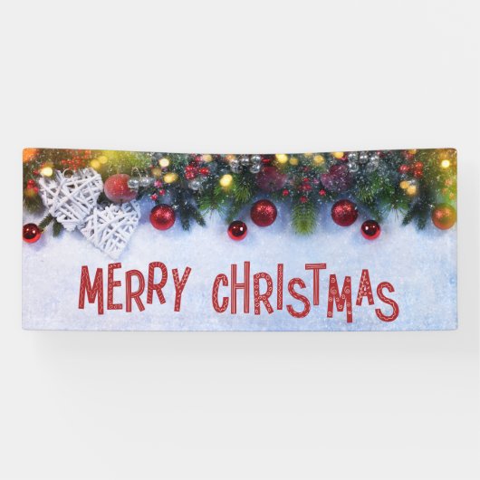 Winterdekorationen Ornamente Frohe Weihnachten Banner (Horizontal)