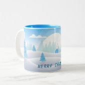 Winterdenkmal frohe Weihnachten Zwei-Tone-Tasse Zweifarbige Tasse (Vorderseite Links)