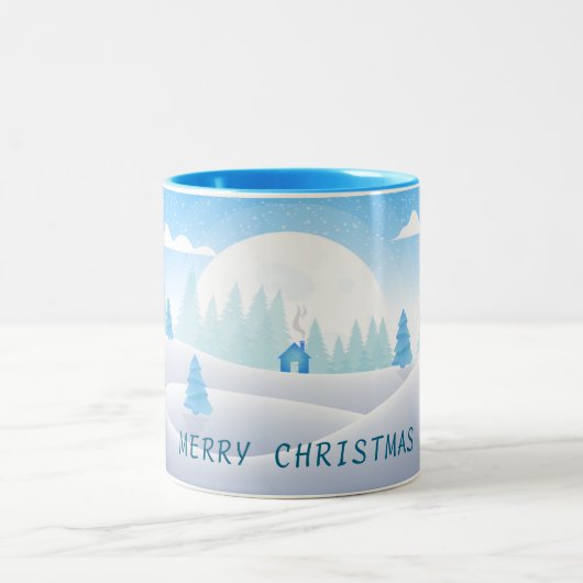 Winterdenkmal frohe Weihnachten Zwei-Tone-Tasse Zweifarbige Tasse (Mittel)