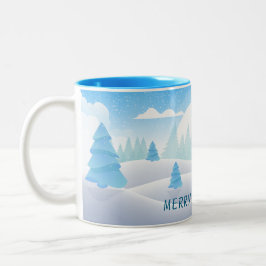 Winterdenkmal frohe Weihnachten Zwei-Tone-Tasse Zweifarbige Tasse