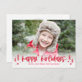 Winterdoodles Moderne Ferien Fotokarte Postkarte (Vorne/Hinten)