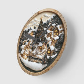 Winterdorf-Erbe mit festlichen Lichtern Runde Wanduhr (Winkel)