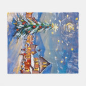 Winterdorf-Feiertag Fleecedecke (Vorderseite (Horizontal))