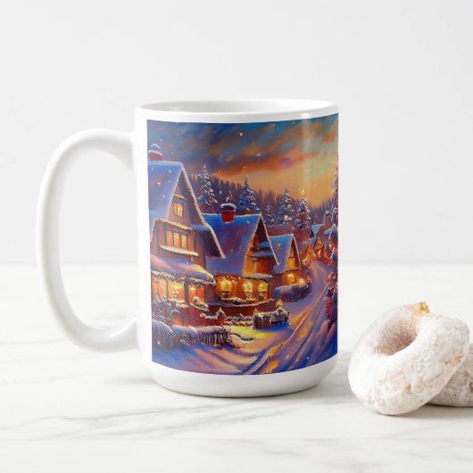Winterdorf-Feiertag Kaffeetasse (Mit Donut)