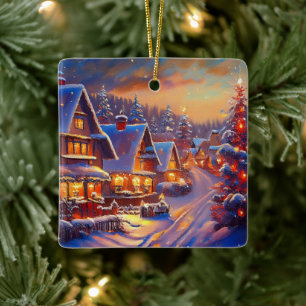 Winterdorf-Feiertag Keramikornament