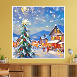 Winterdorf-Feiertag Leinwanddruck