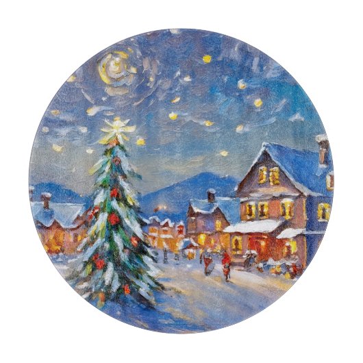 Winterdorf-Feiertag Schneidebrett (Vorderseite)
