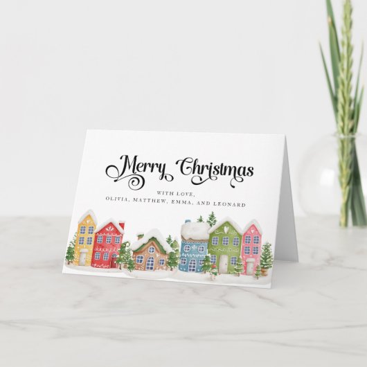 Winterdorf Frohe Weihnachtskarte Karte (Vorderseite)