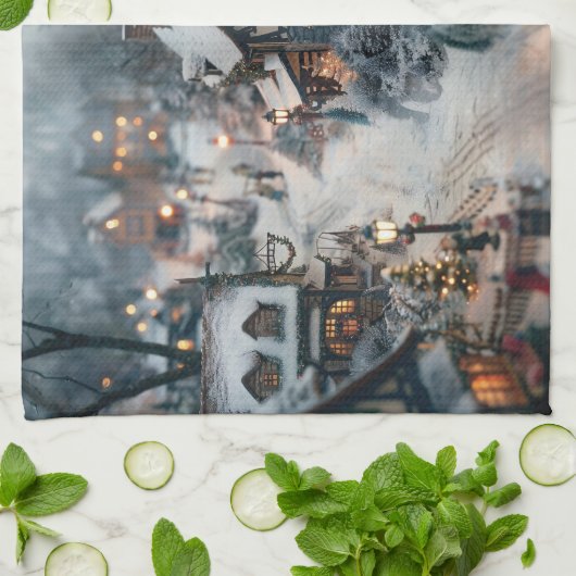 Winterdorf Geschirrtuch (Gefaltet)