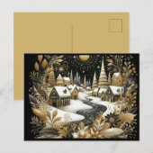 Winterdorf Gold- und Schwarzdesign Postkarte (Vorne/Hinten)